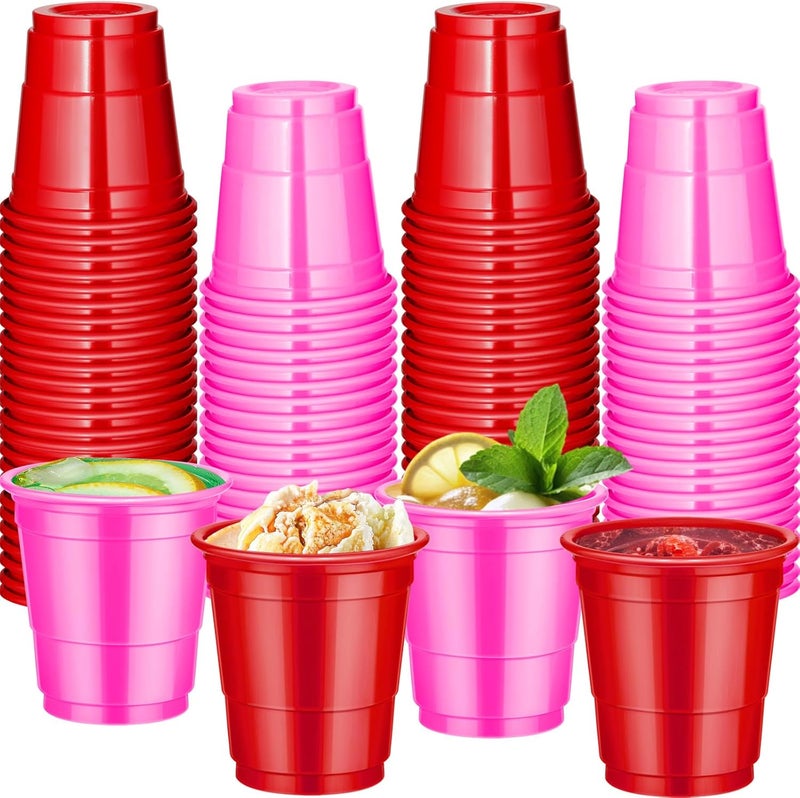 cssopenss 120 Pcs 2 oz valentines day shot cups Red And Pink Plastic shot Glasses valentines day shot glasses for Drinking Tastings Served Snacks Jello Tastings and Samples - Image 1